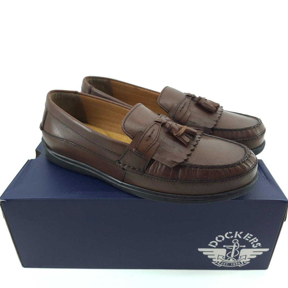 Dockers Mens Sinclair Loafer Leather Antique Brown 13 M Kiltie Tassel Dress Shoe